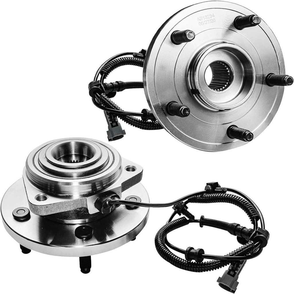 Detroit Axle - Brake Kit for 05-10 Jeep Commander Grand Cherokee, Front & Rear Disc Brake Rotors Ceramic Brake Pads Wheel Bearing & Hubs Wheel Lug Nuts 2005 2006 2007 2008 2009 2010 Replacement