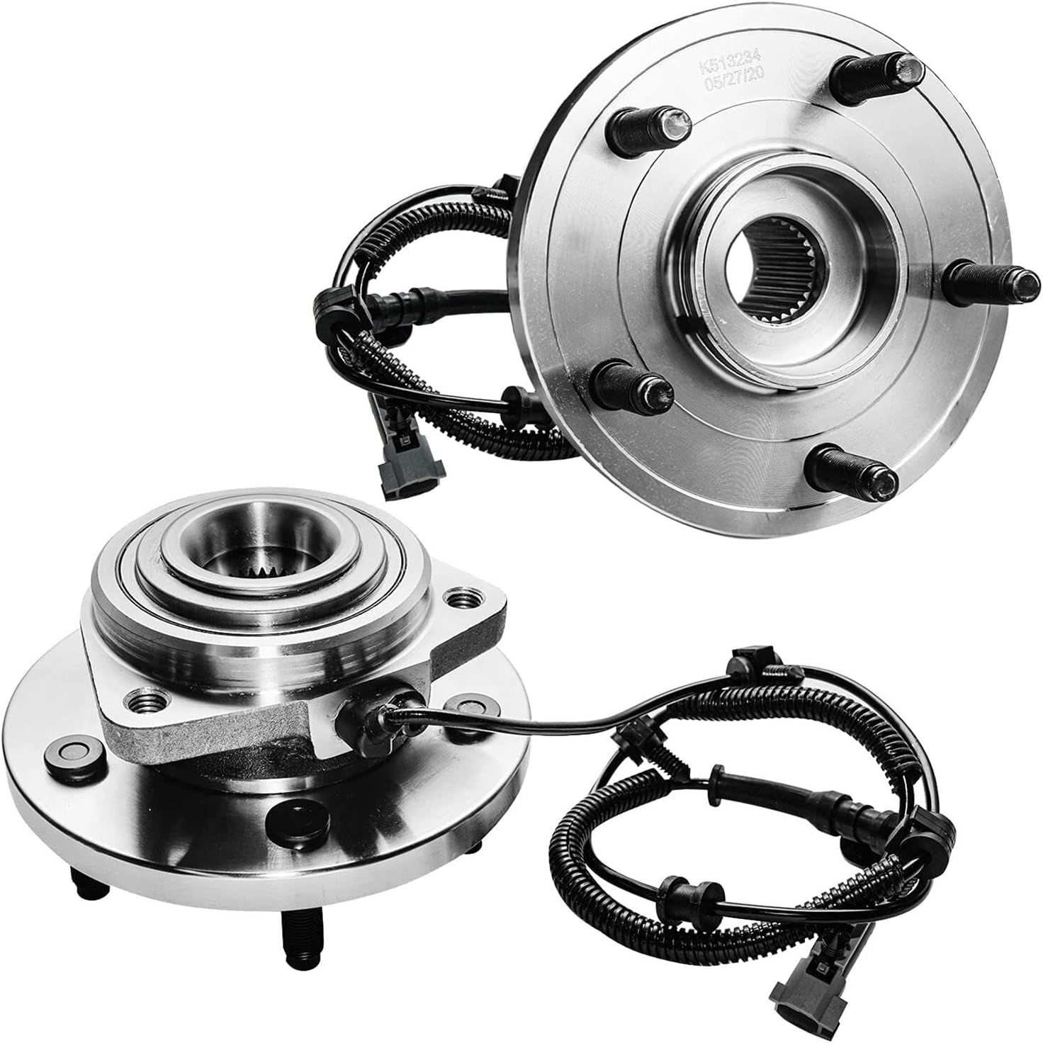 Detroit Axle - Brake Kit for 05-10 Jeep Commander Grand Cherokee, Front & Rear Disc Brake Rotors Ceramic Brake Pads Wheel Bearing & Hubs Wheel Lug Nuts 2005 2006 2007 2008 2009 2010 Replacement