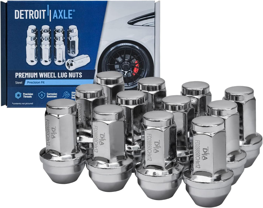 Detroit Axle - 4WD Front Brake Kit for Ford F-150 Lincoln Mark LT [6 Lug] Drilled & Slotted Brake Rotors Ceramic Brakes Pads 12pc Wheel Lug Nuts 2004 2005 2006 2007 2008 Replacement