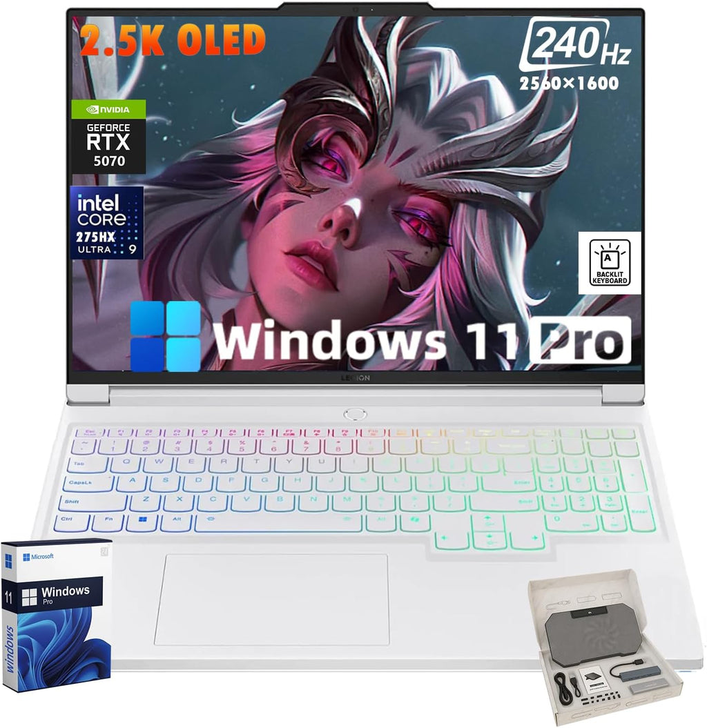 Lenovo Legion Pro 7i Gaming Laptop, 16' 240Hz 2.5K OLED Display, Intel Core Ultra 9 275HX, NVIDIA GeForce RTX 5070, 32 GB DDR5, 1 TB SSD, Wi-Fi 7, RGB Keyboard, Windows 11 Pro, Accessory Kit