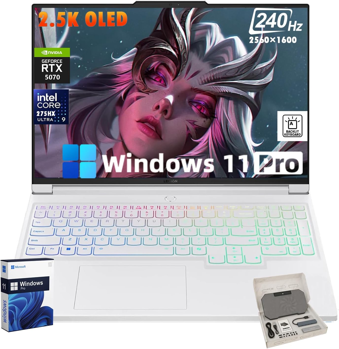 Lenovo Legion Pro 7i Gaming Laptop, 16' 240Hz 2.5K OLED Display, Intel Core Ultra 9 275HX, NVIDIA GeForce RTX 5070, 32 GB DDR5, 1 TB SSD, Wi-Fi 7, RGB Keyboard, Windows 11 Pro, Accessory Kit