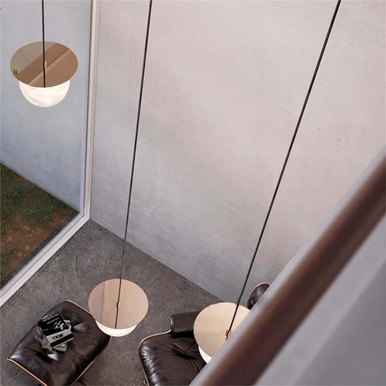 Light Luxury All Copper Gold Silver Round Natural Lucite Ball Pendant Light,Ceiling Adjustable Living Room Decorative Fixtures,for Living Room