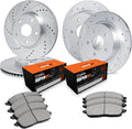 R1 Concepts Front and Rear Brake Kit Fits 2003-2005 Ford Explorer| Super Duty Brake Pads and Drilled Slotted Brake Rotors| 12.0' Front & 11.8' Rear