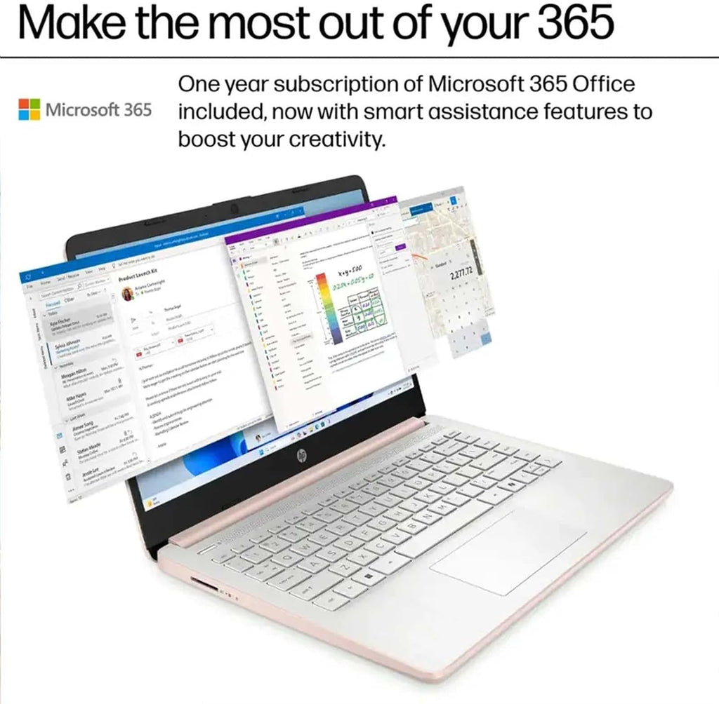 HP 14 Inch Business Laptop, Ultral Light Laptops for Student and Business, Intel Processor N150(Quad-Core), 4GB RAM, 128GB UFS, Wi-Fi 6, Fast Charge, 1-Year Office 365, Windows 11 Pro, Rose Gold