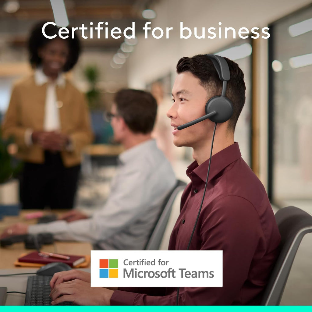 Logitech Zone Wired 2 for Business - Noise-Canceling Headset with Adaptive Hybrid ANC, Microsoft Teams Certified, USB-C with USB-A Adapter - Graphite