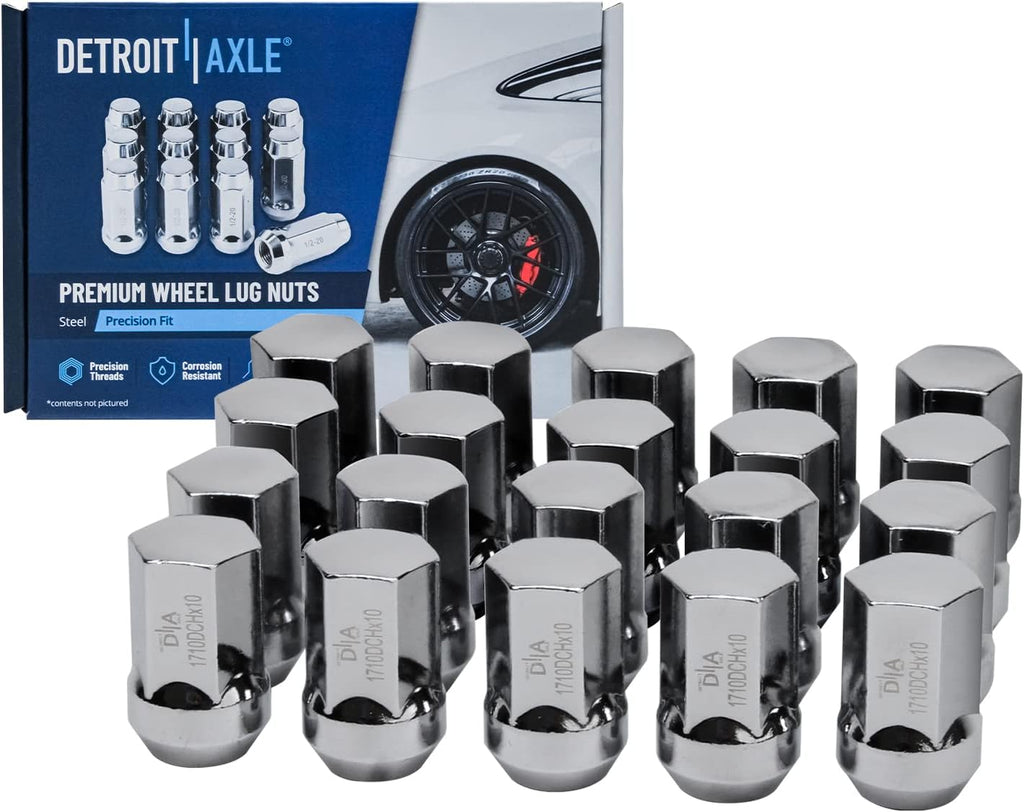 Detroit Axle - Front Disc Rotors Brake Pads Wheel Hub Bearings + 20pc Lug Nuts Replacement for 2006 2007 2008 Dodge Ram 1500 5 Lugs - 26pc Set