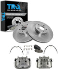 TRQ Front Brake Pad and Rotor Set Ceramic Rotors Calipers Hoses Compatible with 2006 Subaru Baja 2005-2009 Outback