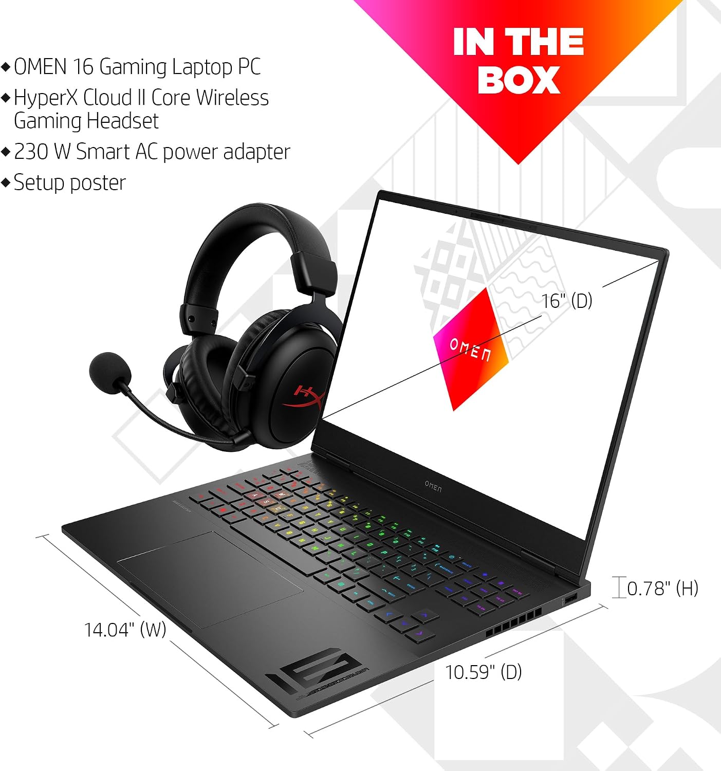 HP OMEN Transcend 16 inch Laptop Bundle, WQXGA 240Hz Display, 7ms Response Time, 13th Generation Intel Core i7-13700HX, 16 GB RAM, 512 GB SSD, NVIDIA GeForce RTX 4070 GPU (8 GB), 16-u0020nr (2023)