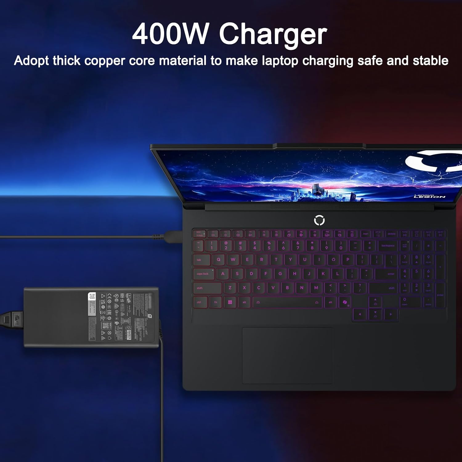 400W Laptop Charger Compatible with Lenovo Legion 7i 16' Gen 10 Pro 7i 9i Gen 10 Power Supply Legion 9i Gen 10 18″ RTX 5090 Adapter ADL400SDC3A ADL400SCC3A SA11Q29118 5A11Q29110