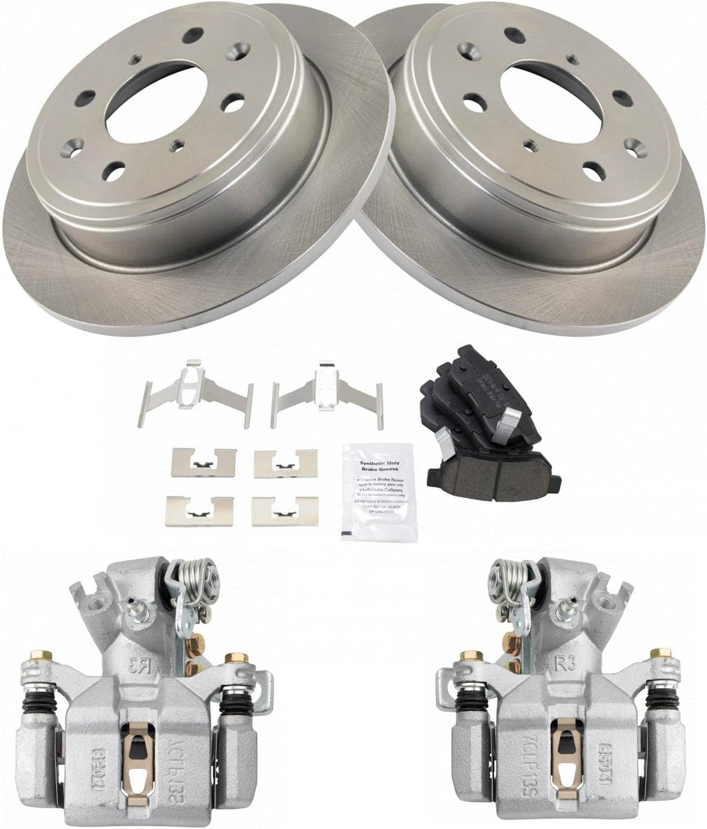 TRQ Rear Brake Pad and Rotor Set Ceramic Rotors Calipers Hardware Compatible with 1994-1994 Acura Integra