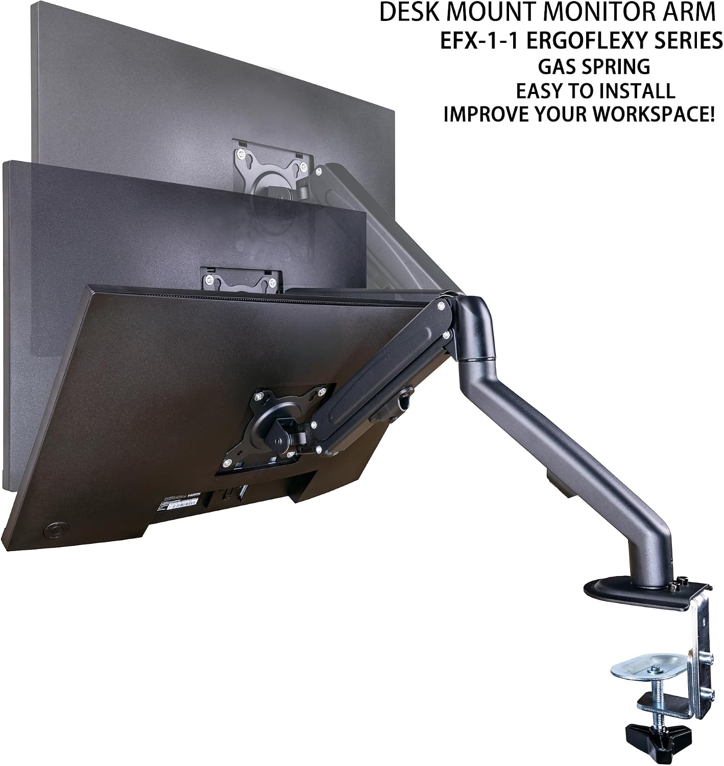 HP Series 5 Pro 524pn 24' WUXGA IPS Monitor with 5ms Response Time, Flicker Free, VESA Mount (100mm), Displayport, HDMI, Black/Silver (9D9A7AA#ABA) with DKZ Hub & ErgoFlexy Single Monitor Mount