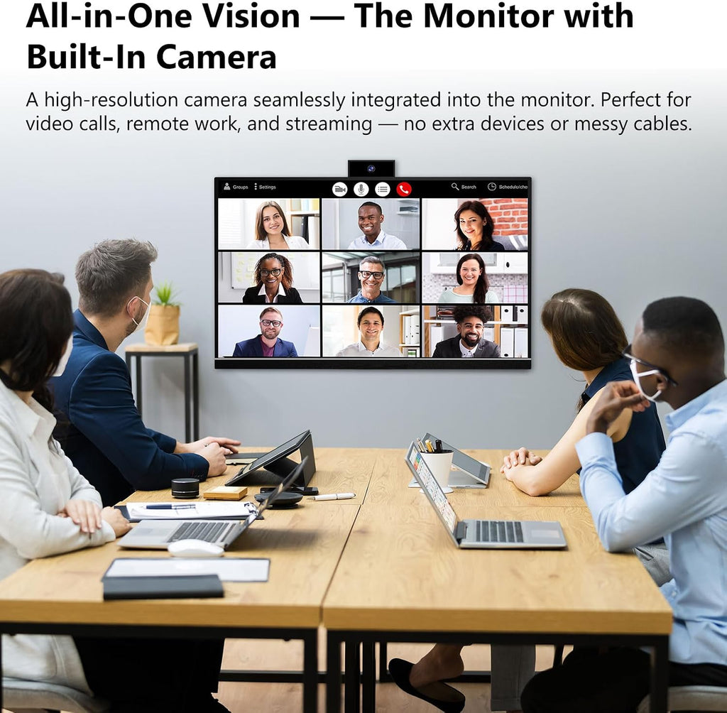 Touchscreen Monitor 24 Inch with Webcam Full HD 2560x1440P @100Hz 10-Point Multi Touch Screen PC Monitor, HDMI VGA USB Port, Built-in Speakers