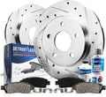 Detroit Axle - Rear Brake Kit for 2015-2020 Kia Sedona Drilled and Slotted Disc Brake Rotors Ceramic Brake Pads with Hardware 2016 2017 2018 2019 Replacement