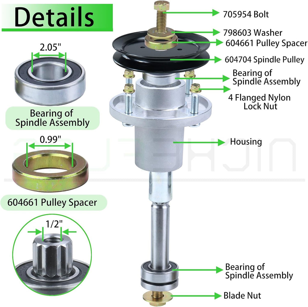 3 Pack 601804 Spindle Assembly with 604704 Spindle Pulley 604711 Belt (5/8x154) Replaces 607418 Spindle Assembly for Huster Raptor SD 60, Raptor 60, SD 60, Hustler XD 60, 932541 Decks