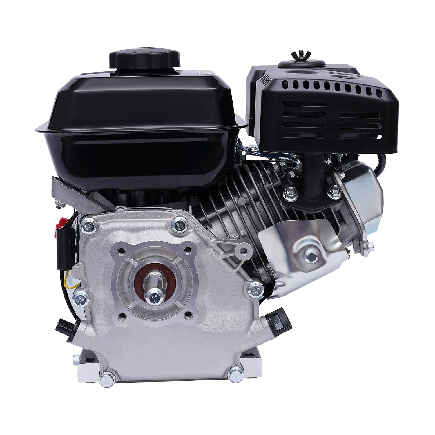 212cc 7.5 HP Electric Start Horizontal Shaft, 4-Stroke Go Kart Gas Engine Motor with Air Cooling System, Gas Powered Engine Pull Start Horizontal Motor for Go Kart Log Splitter Lawnmowers