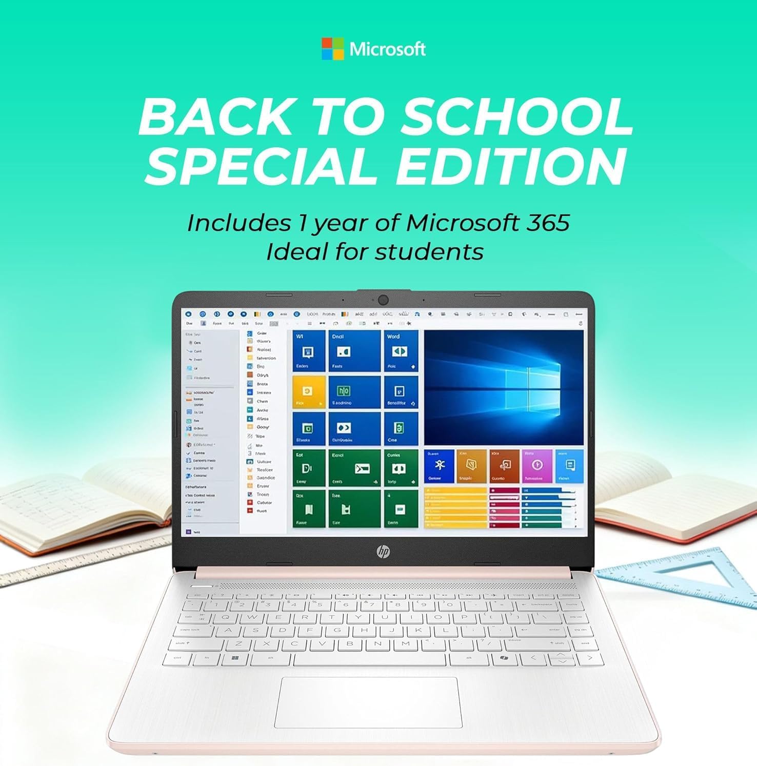 HP Ultrabook Laptop with Copilot AI • 2026 Edition • Latest Intel 4-Core N150 CPU • Microsoft Office 365 Included, 1TB OneDrive + 128GB SSD • Windows 11, Thin & Portable | w/o Mouse