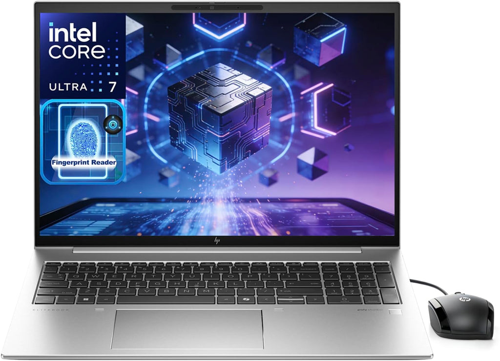 HP EliteBook 860 Laptop Computer, 16' IPS WUXGA Display, Intel Ultra 7 155U (Up to 4.8GHz), 32GB DDR5, 1TB PCIe SSD, Backlit KB, Fingerprint, Wi-Fi 6E + BT, Lifetime Office 365, Win 11 Pro, Sliver
