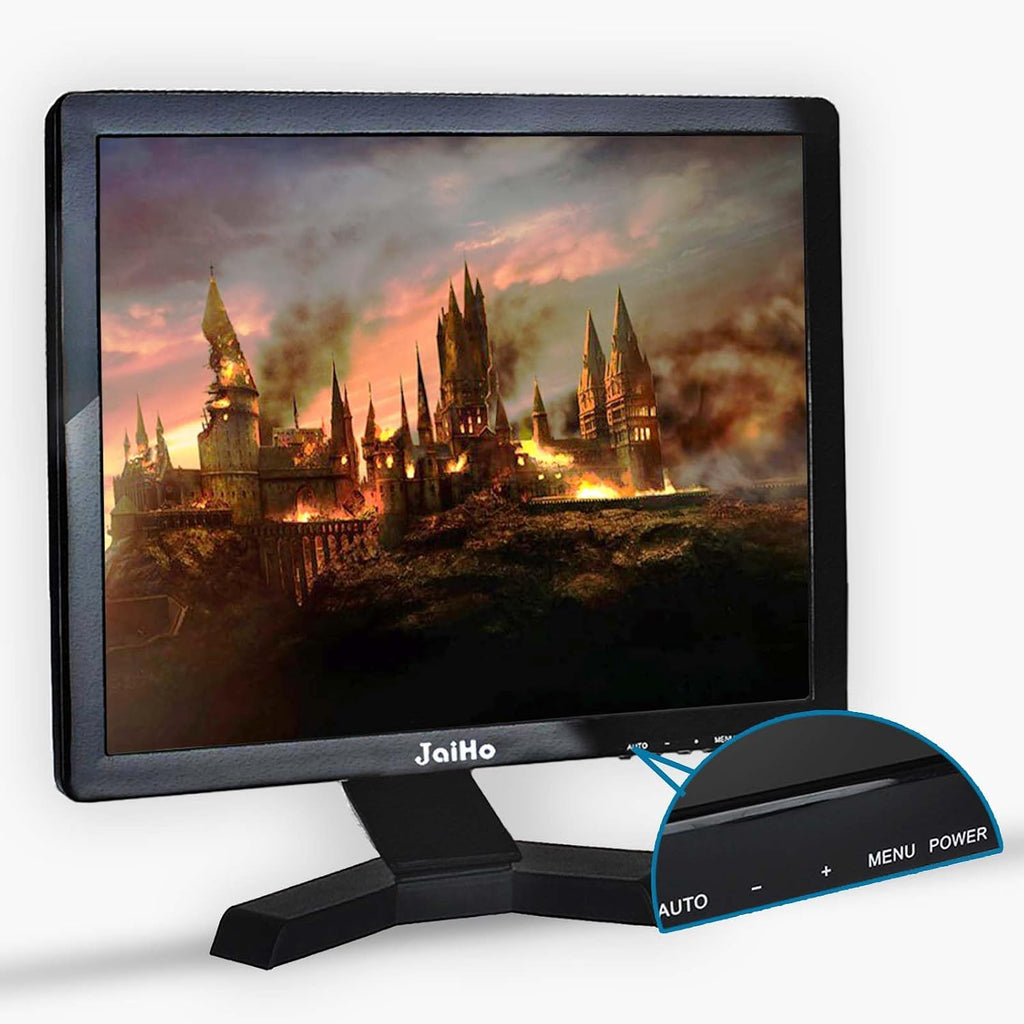 JaiHo 19-Inch 4:3 Security Monitor, No Image Stretching Screen for CCTV NVR, 1280x1024 Professional Industrial Display with Metal Housing, BNC HDMI VGA AV USB, Built-in Speakers & VESA Mount