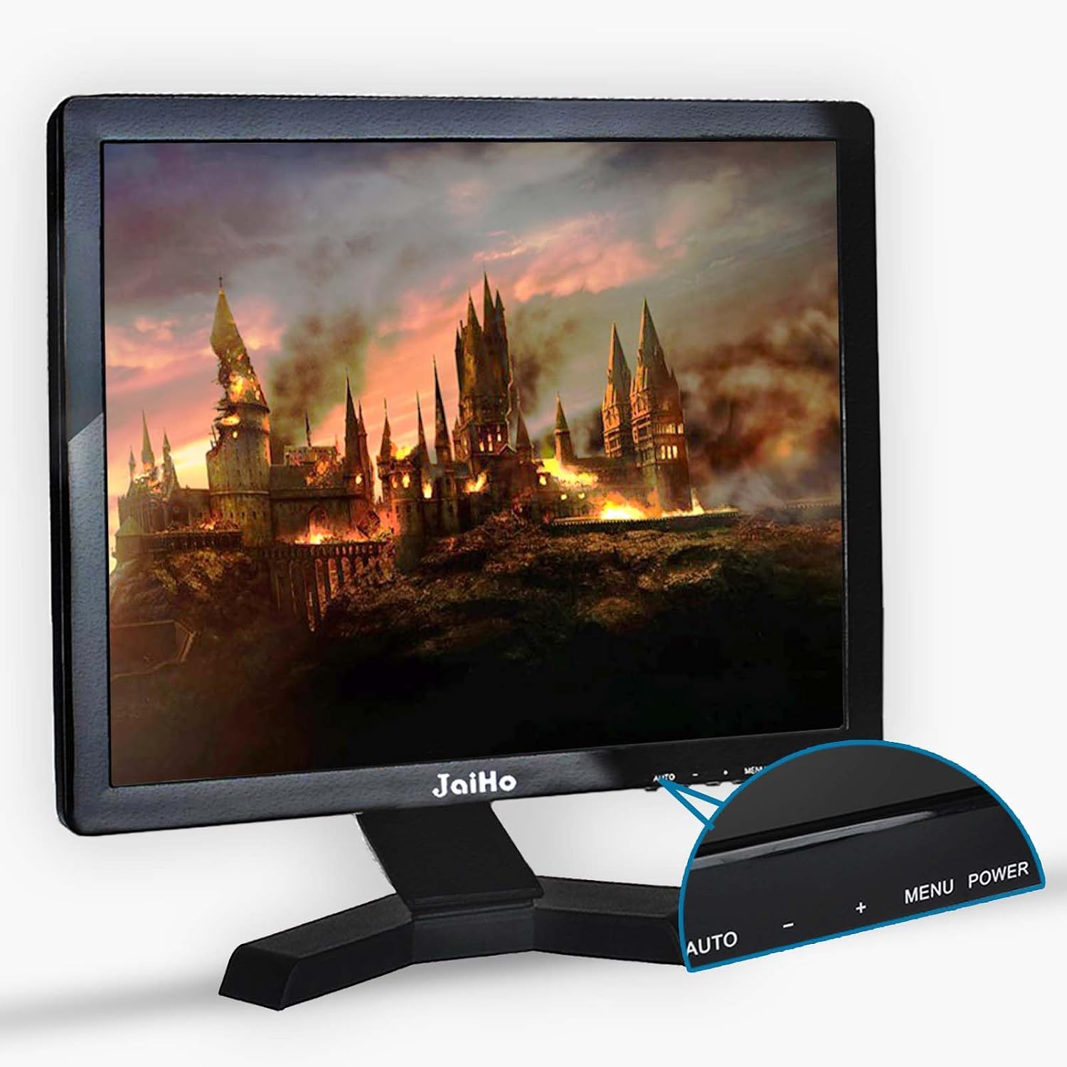 JaiHo 19-Inch 4:3 Security Monitor, No Image Stretching Screen for CCTV NVR, 1280x1024 Professional Industrial Display with Metal Housing, BNC HDMI VGA AV USB, Built-in Speakers & VESA Mount