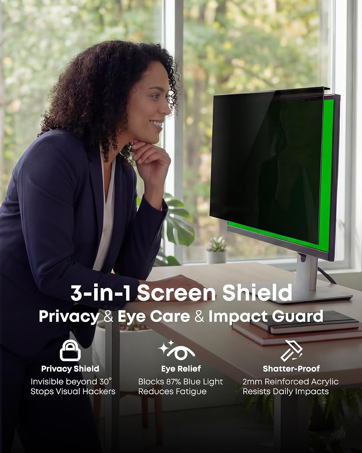 2-Pack Hanging Privacy Screen Protector for 26-27' Monitors, Removable & No Installation Required, ±30° Privacy Filter, Effectively Blocks High-Energy 460nm Blue Light – Dual Protection for Information Security & Eye Health(27'-16:9 (24.12'×14.02'))