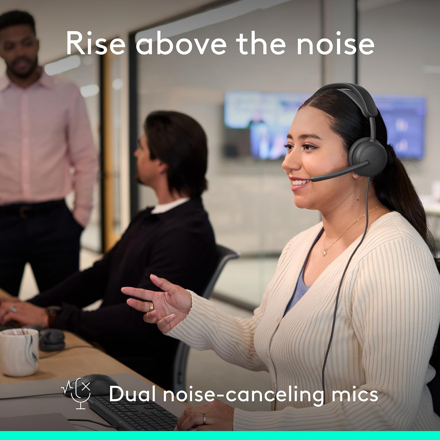 Logitech Zone Wired 2 for Business - Noise-Canceling Headset with Adaptive Hybrid ANC, Microsoft Teams Certified, USB-C with USB-A Adapter - Graphite