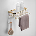 Bathroom Rack Pale Gold Towel Holder Wall Mount，Bathroom Towel Rack,24.4 Inches Foldable Wall Double Towel Holder，Mounted Multifunctional Rack Shower Caddy (Storage Basket) It's so Kind of y