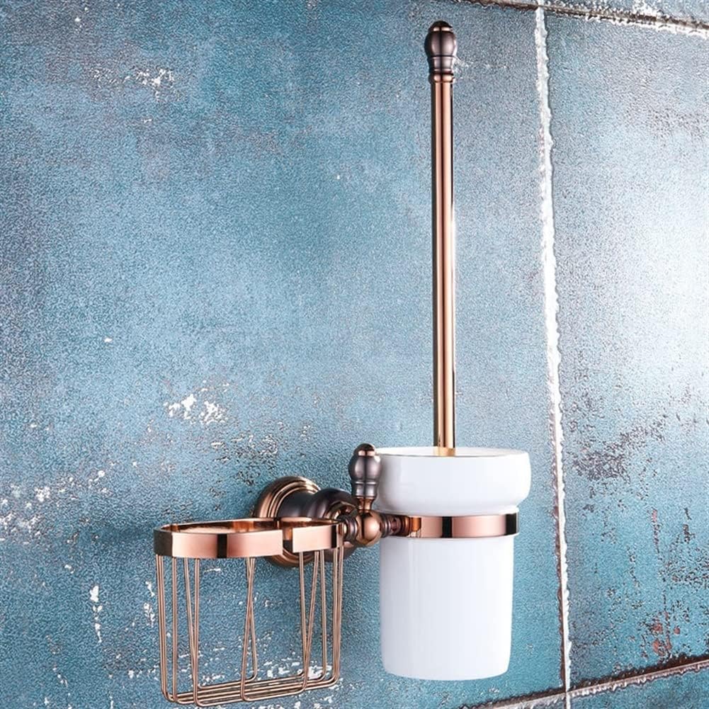 Bathroom Hardware Set Brown Bronze Rose Gold Towel Rack Set Towel Bar Toilet Paper Holder Towel Ring Wall Mounted Bathroom Accessories Kit Wall Mounted,Single Glass(Multifunctional Toilet Brush)