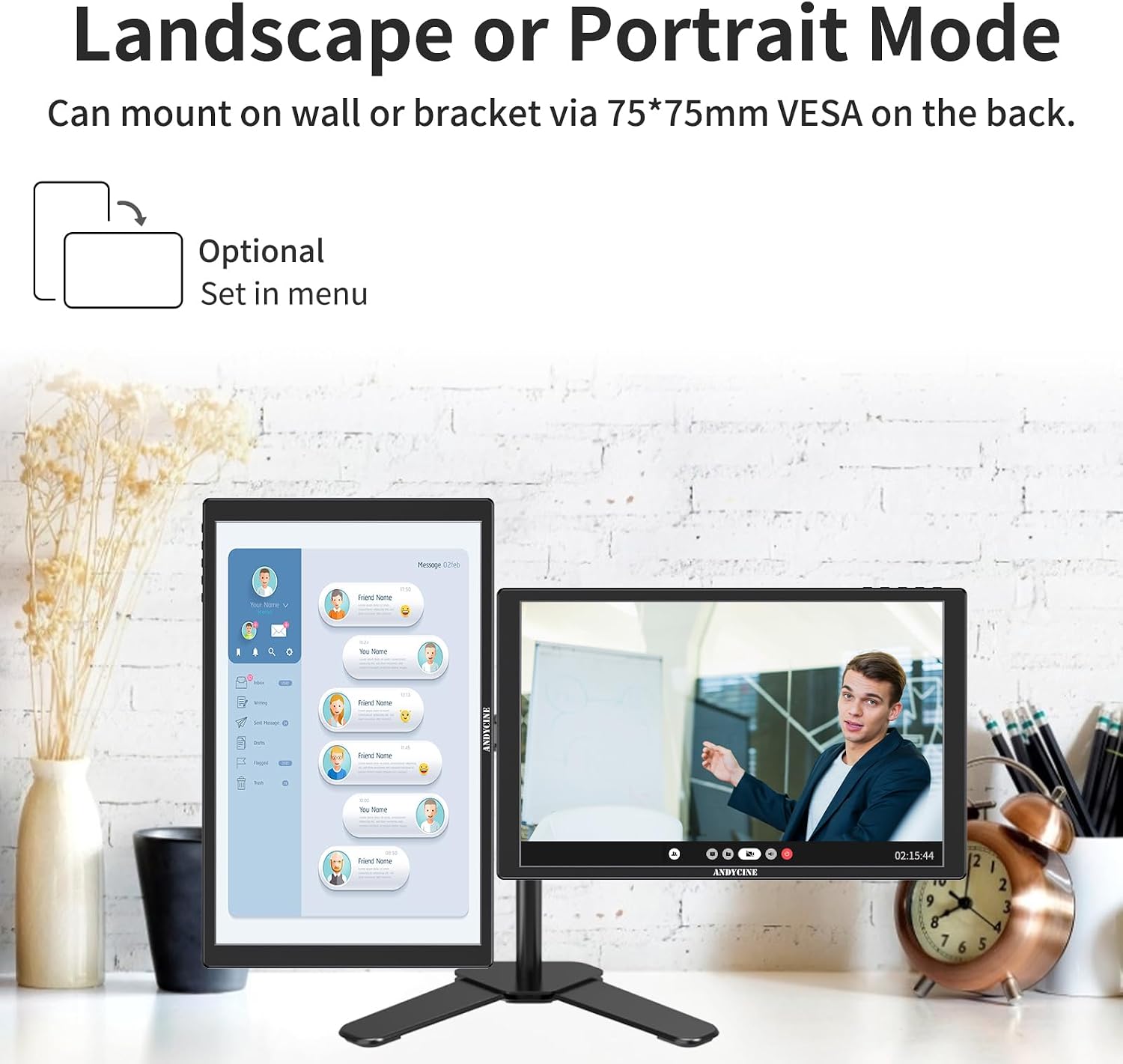 ANDYCINE N10 Portable Monitor, 10.1 Inch Mini Touch 1920x1200 IPS Screen, HDMI USB C in, 350nits 60Hz 1000:1 Contrast Display with Bracket & Speakers for Laptop,PC,PS4/5,Switch,Mac,Xbox