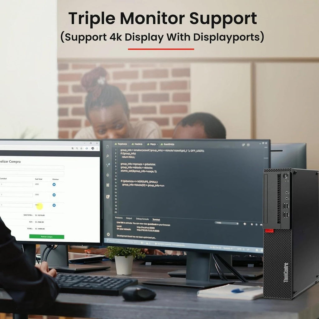 Lenovo ThinkCentre M910S Desktop Computer PC - Intel Core i5-7500 7th Gen - 16GB DDR4 Ram - 1TB SSD - New 24-in LED Monitor - Built-in WiFi - Wireless Keyboard & Mouse - Windows 11 Pro (Renewed)