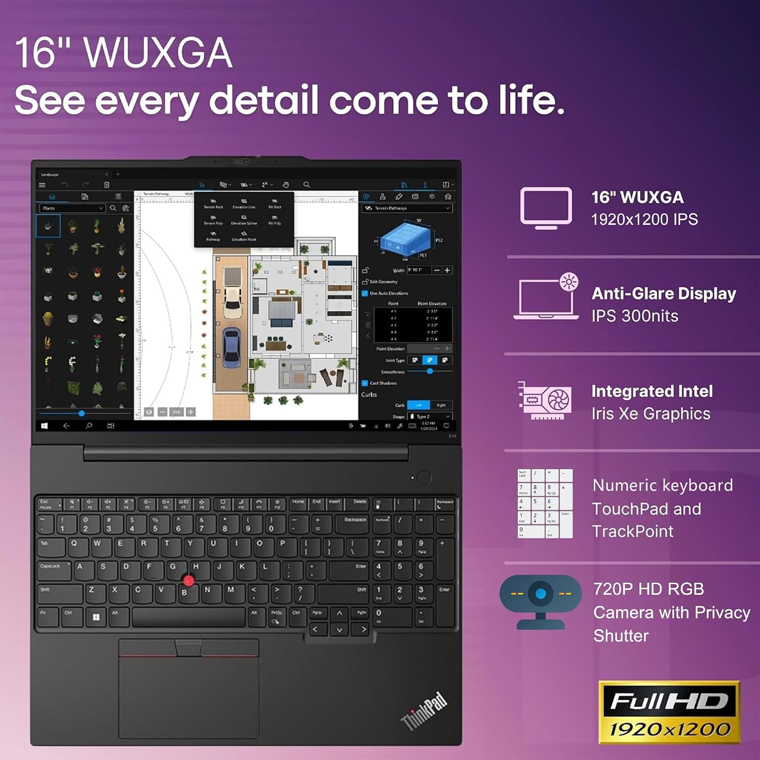 Lenovo ThinkPad E16 Gen 1 Business Laptop Computer, 16GB RAM, 512GB PCIe SSD, 13th Gen Intel 10-Core i5-1335U, 16' FHD+, WiFi 6, Thunderbolt 4, Windows 11 Pro