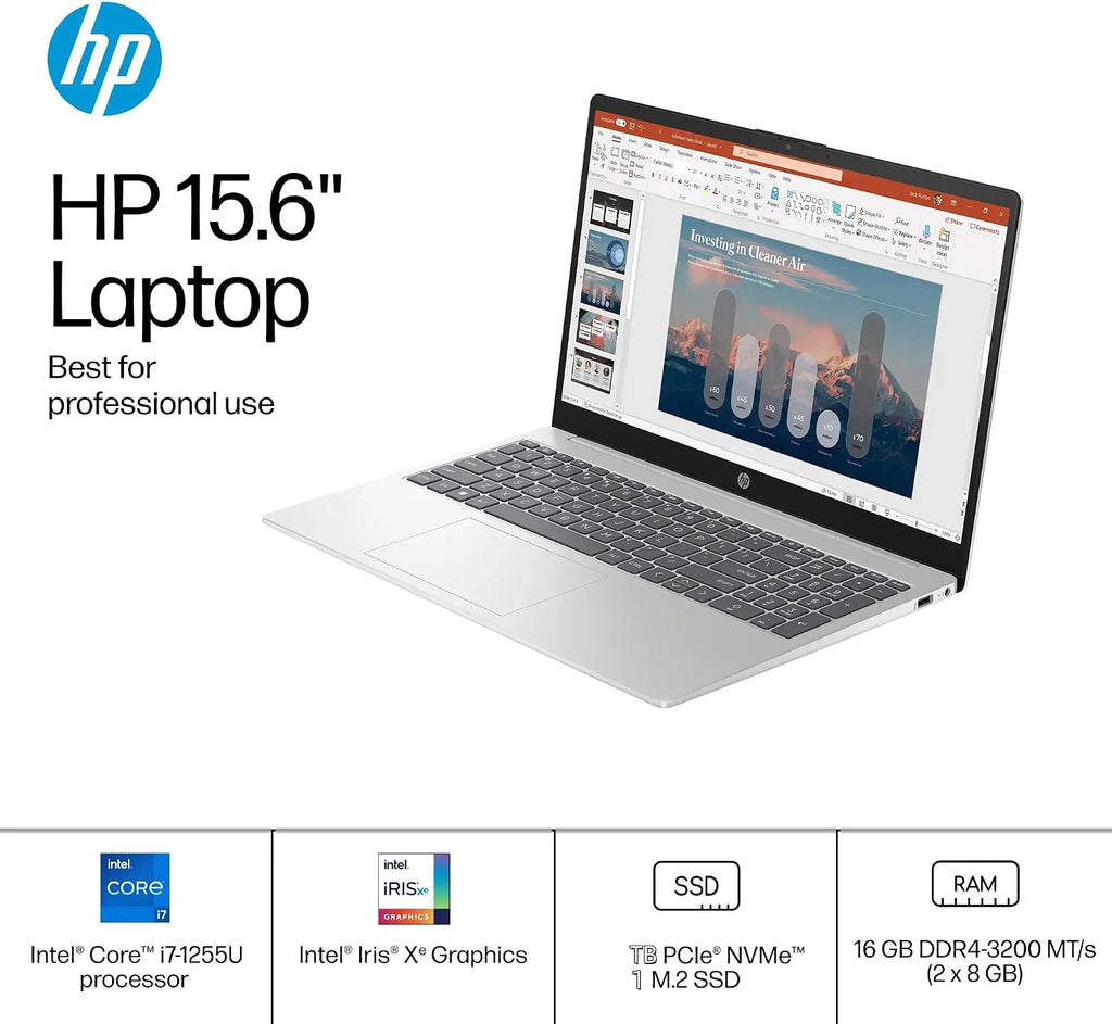 HP Business Laptop, with Office 2024 Lifetime License, 15.6' FHD Touch Screen, Intel i7-1255U, Intel Iris Xe Graphics, 16 GB RAM, 1 TB SSD, Long Battery Life, Windows 11 Pro, w/Cefesfy Accessories