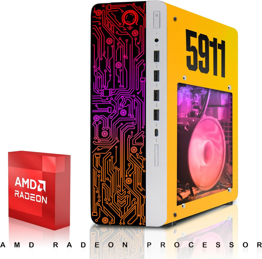 HP Gaming PC Desktop Computer 5911 AMD A10-9700, RX 550, 16GB RAM, 1TB SSD, Dual 32 Inch Curved Monitor, RGB KBM with AI Copilot, WiFi, RGB Headphone, Webcam, Windows 11 (Renewed)