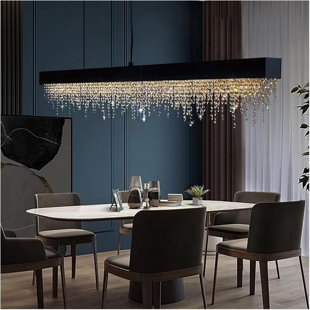 Modern Kitchen Island Crystal Chandelier Luxury Dining Room LED Hanging Light Fixture Gold/Black/Silver Home Decor Indoor Chandelier