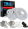 TRQ Front Ceramic Pads Performance Rotors & Caliper Kit Compatible with 2006-2012 Ford Fusion 2007-2012 Lincoln MKZ 2006 Lincoln Zephyr 2006-2011 Mercury Milan