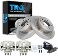 TRQ Rear Brake Pad and Rotor Set Ceramic Rotors Calipers Hardware Compatible with 2011 Dodge Caliber