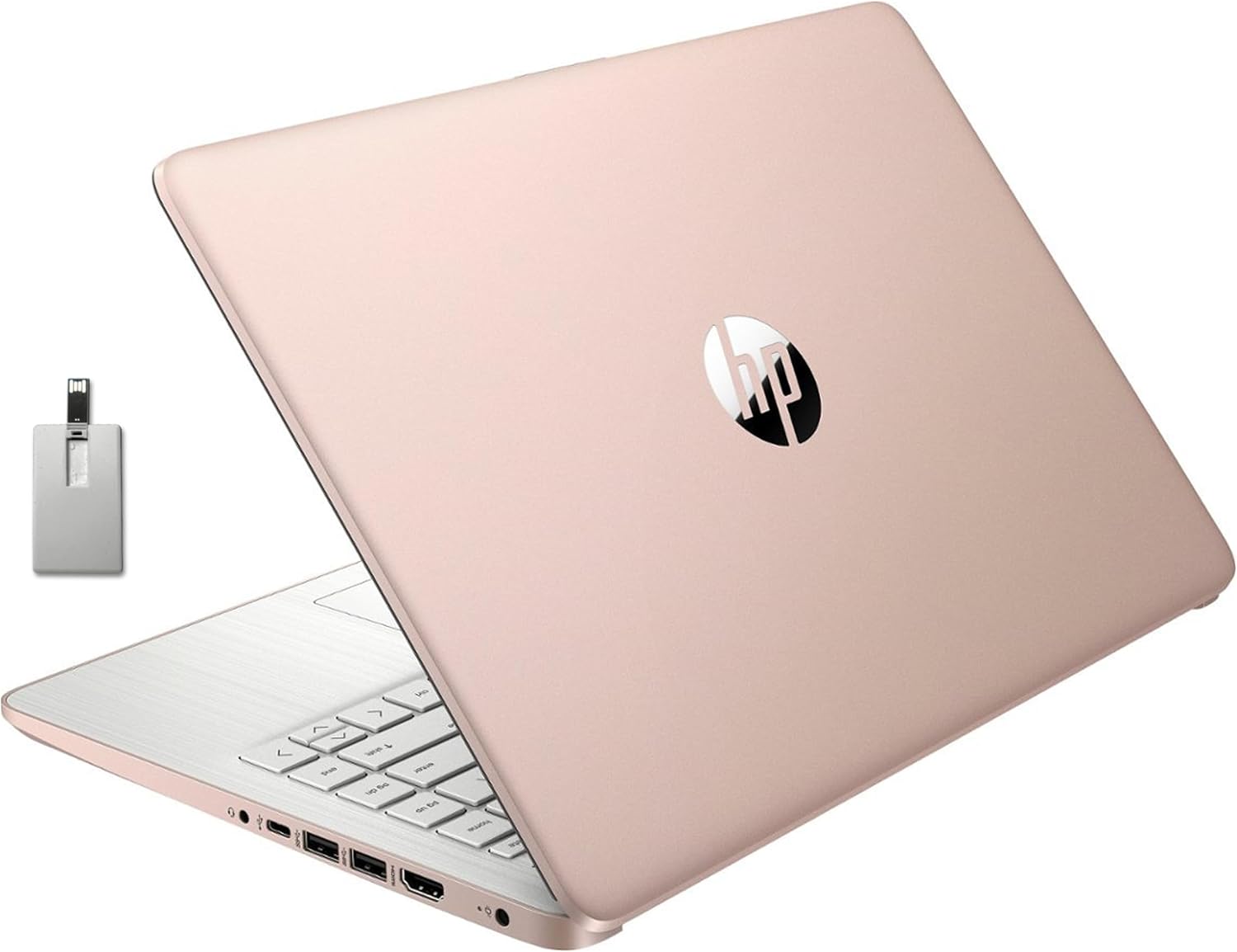 HP 2022 Stream 14' HD BrightView Laptop, Intel Celeron N4120, 4GB RAM, 64GB SSD, Intel HD Graphics, 720p Webcam, 1 Year Office 365, Gold, Win 11, 32GB Snowbell USB Card
