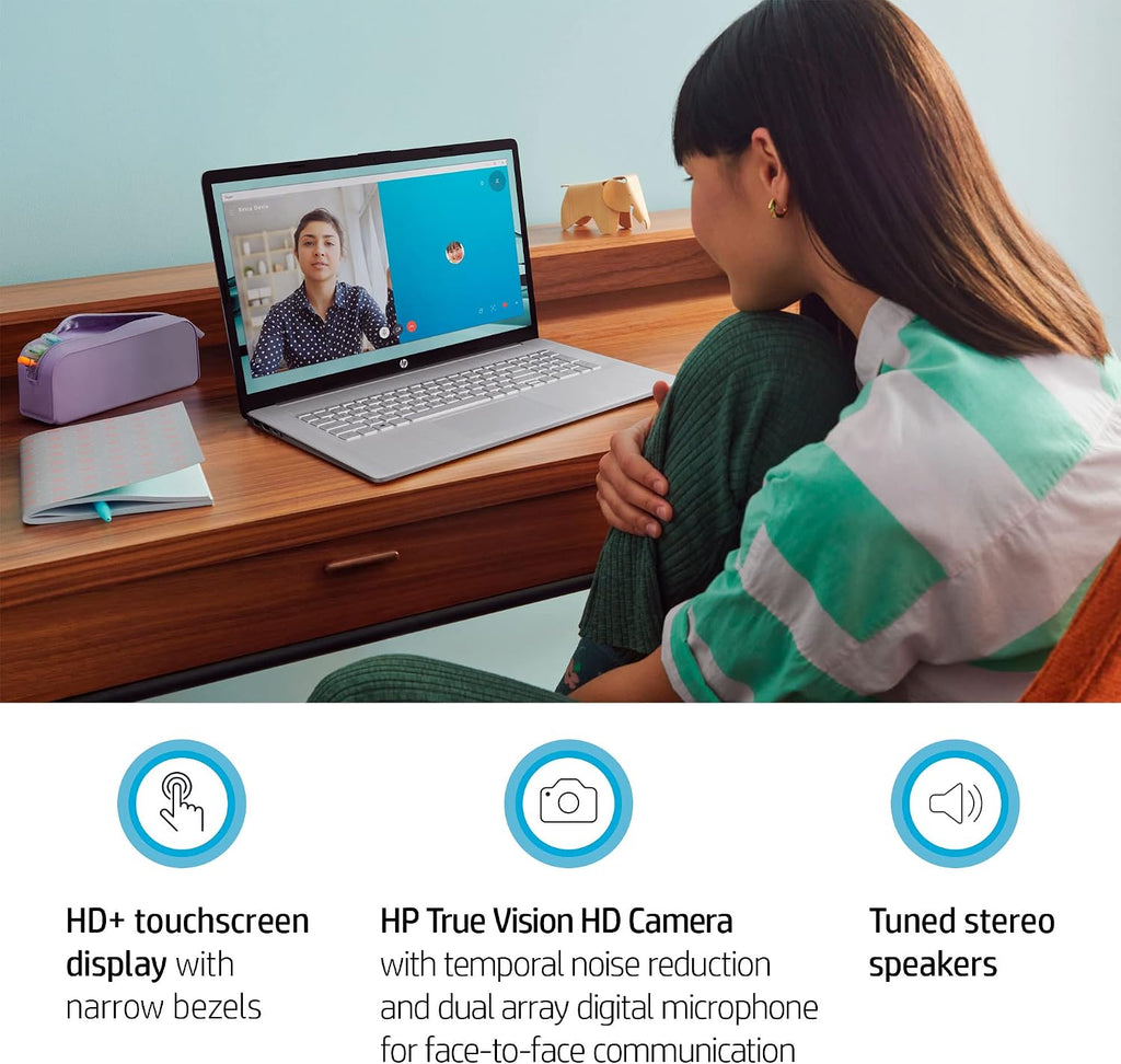 HP 2023 17 Laptop, 17.3' HD+ Touchscreen, Intel Core i7-1355U Processor, 64GB RAM, 2TB SSD, Webcam, HDMI, Backlit Keyboard, Wi-Fi, Windows 11 Home, Silver