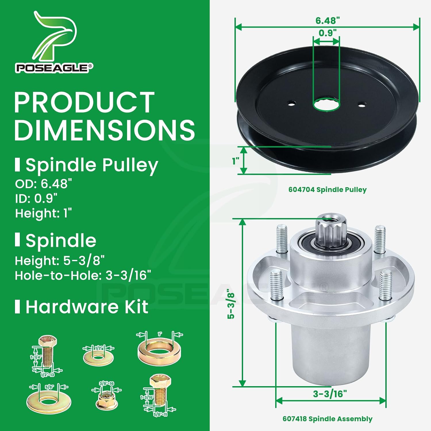 60 Inch Mower Deck Rebuild Kit for Hustler Raptor SD 934778 935916 935841 Includes 3 Pack 601804 Spindle Assembly with 604704 Spindle Pulley 788166 Wheel 793794 Blade 604711 Belt 5/8x154