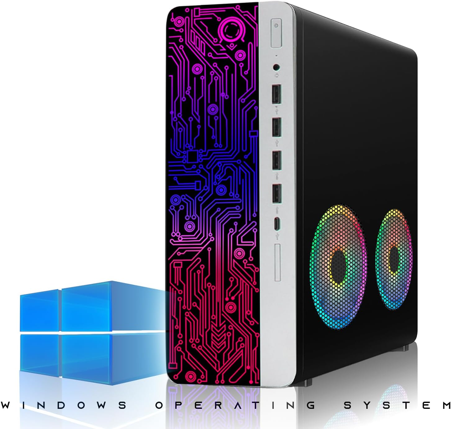 HP Gaming PC Desktop Computer – AMD Pro A10-9700,RX 550 Graphics,16GB RAM,512GB SSD,Dual 32 Inch Curved Monitor,RGB Keyboard with AI Copilot,Mouse,2X ARGB Fan WiFi,RGB Headphone,Windows 11(Renewed)