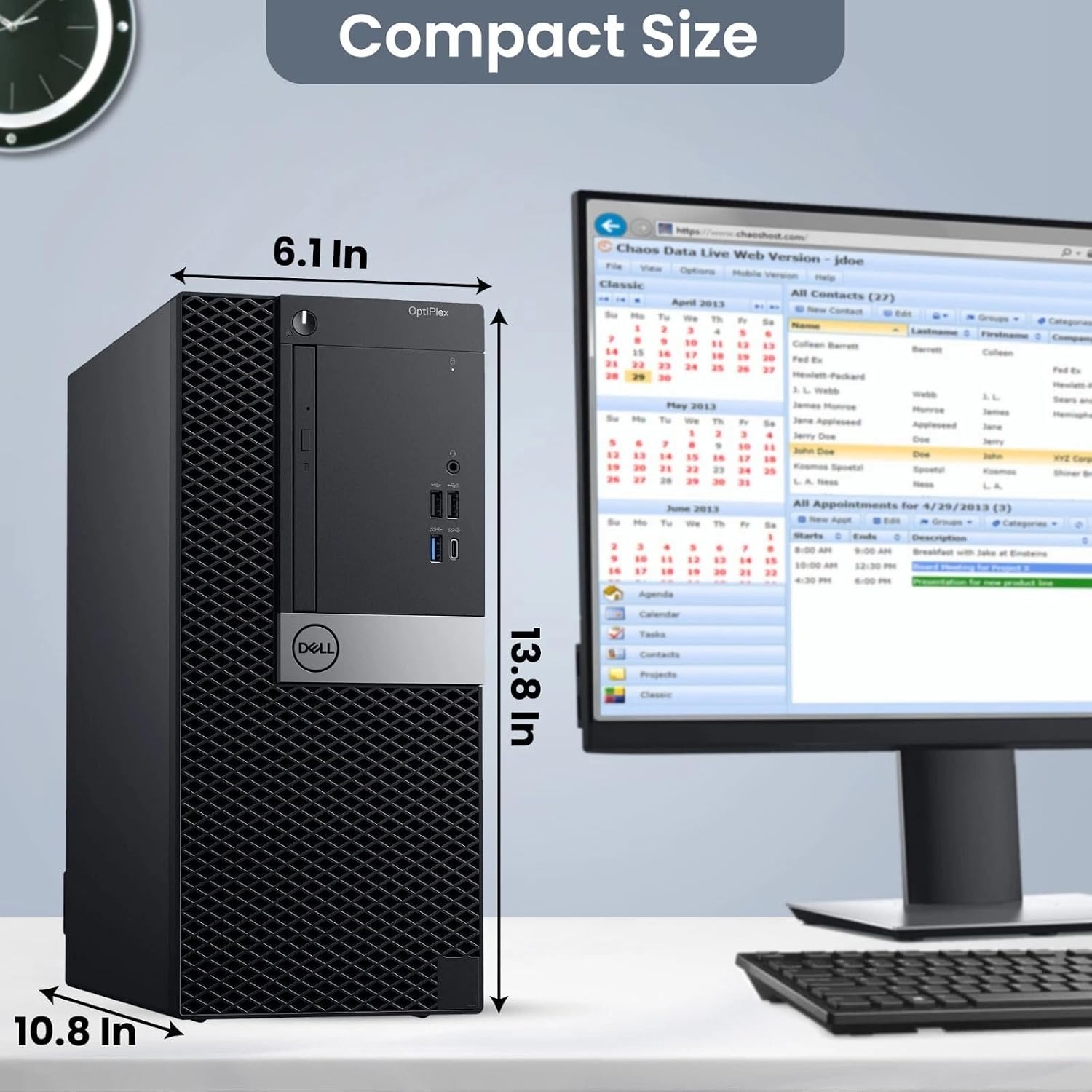 Dell Optiplex 7050 Tower Desktop Computer PC - Intel Core i5-7500 7th Gen 3.40GHz - 16GB DDR4 RAM - 512GB SSD - New 24 Monitor - Webcam - Wireless Keyboard & Mouse - WiFi - Window 11 Pro (Renewed)