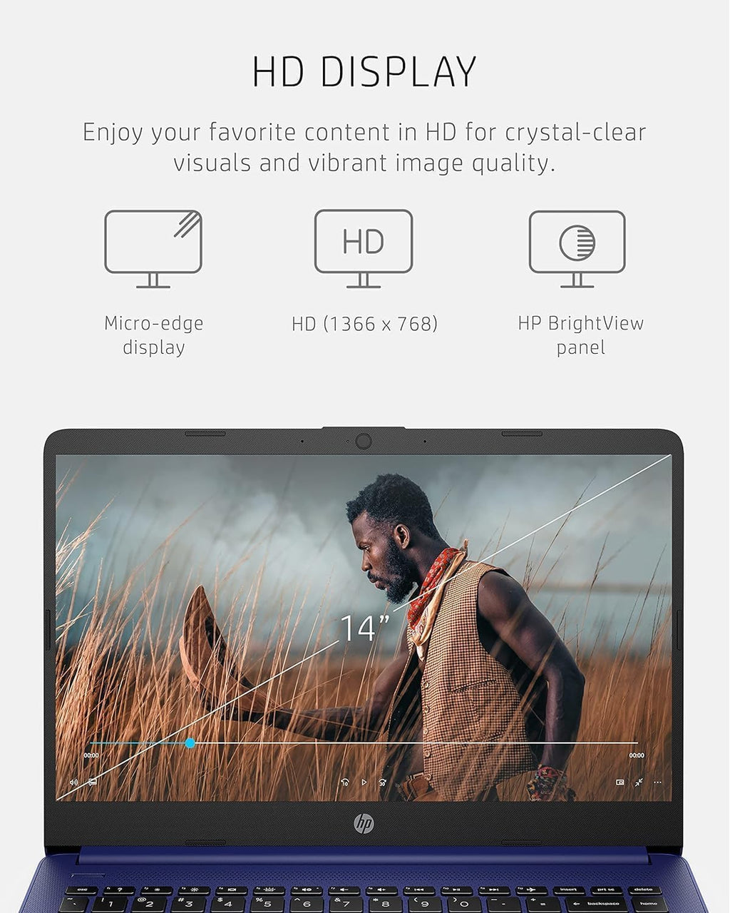 HP 14' HD Laptop | Back to School Limited Edition with 1 Year Microsoft 365 | Intel Quad-Core Processor | 16GB RAM | 576GB Storage | Long Battery Life | Indigo Blue | w/WOWPC Bundle | Windows 11