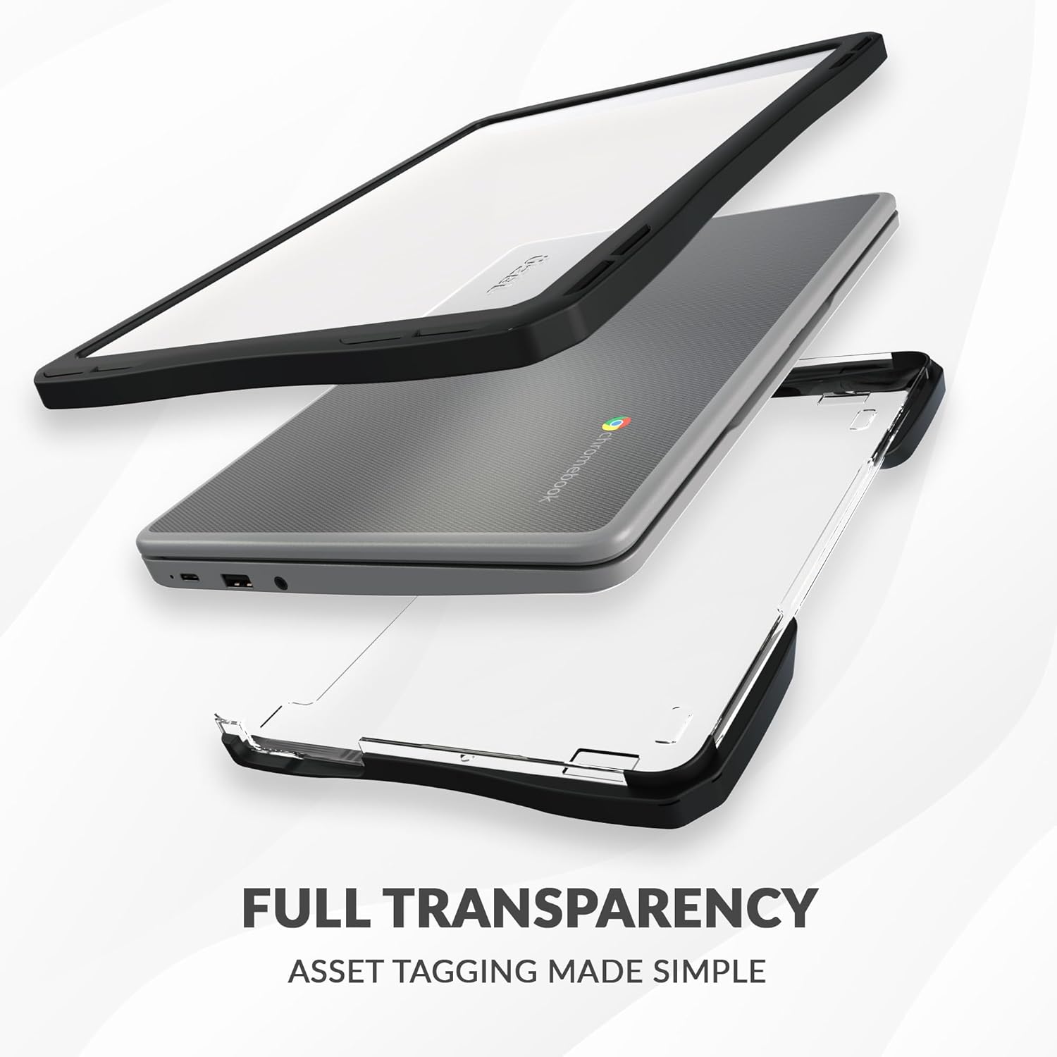 UZBL Air Hard Shell Case for Lenovo Chromebook 300e Gen 4 / 300w Gen 5, Student-Proof K-12 Protective Clear Cover (30-Pack)