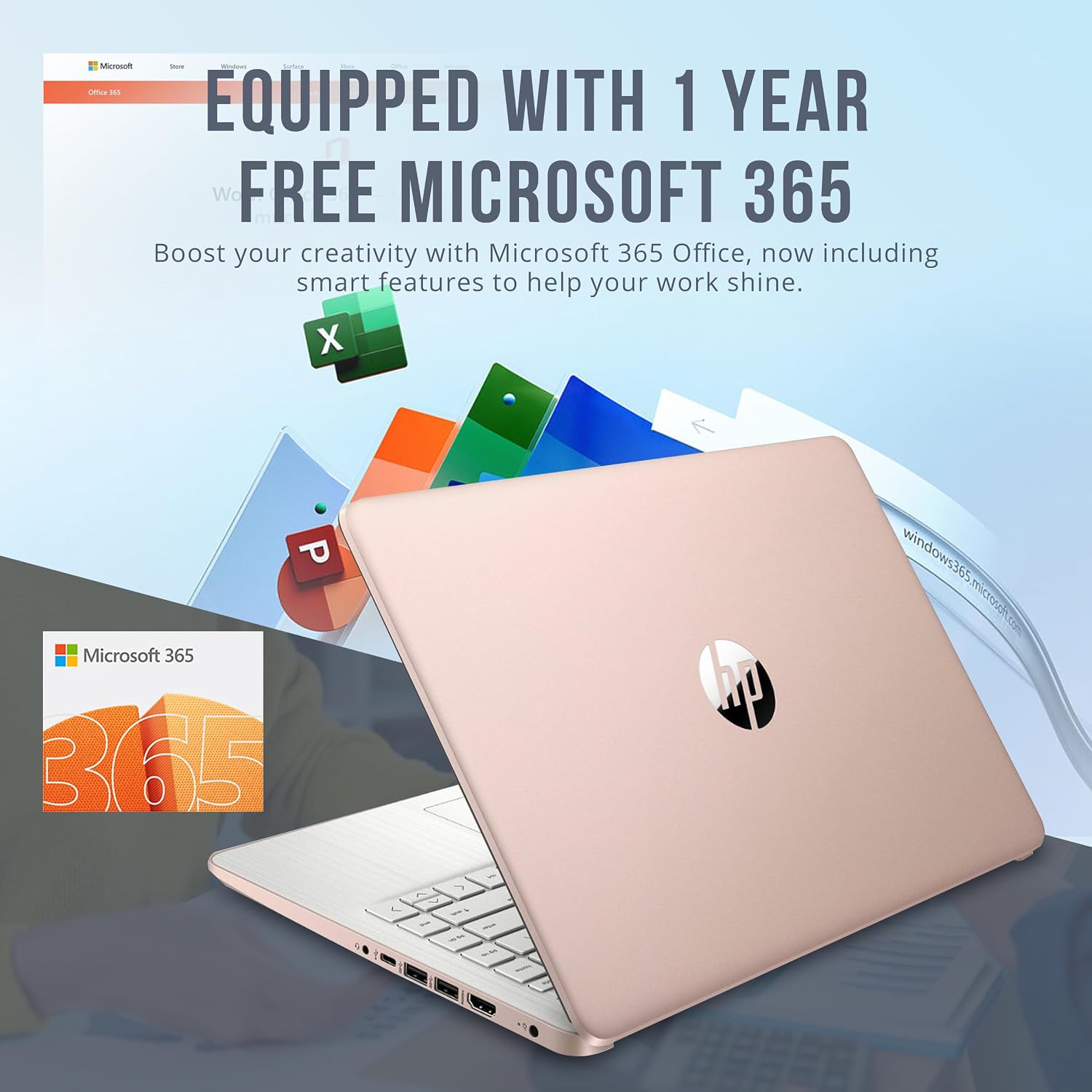 HP Stream 14' HD BrightView Laptop, Intel Celeron N4120, 16GB RAM, 256GB Storage (128GB eMMC + 128GB USB Card), Intel UHD Graphics, HD Camera, Fast Charge, 1 Year Office 365, Win 11 S, Gold