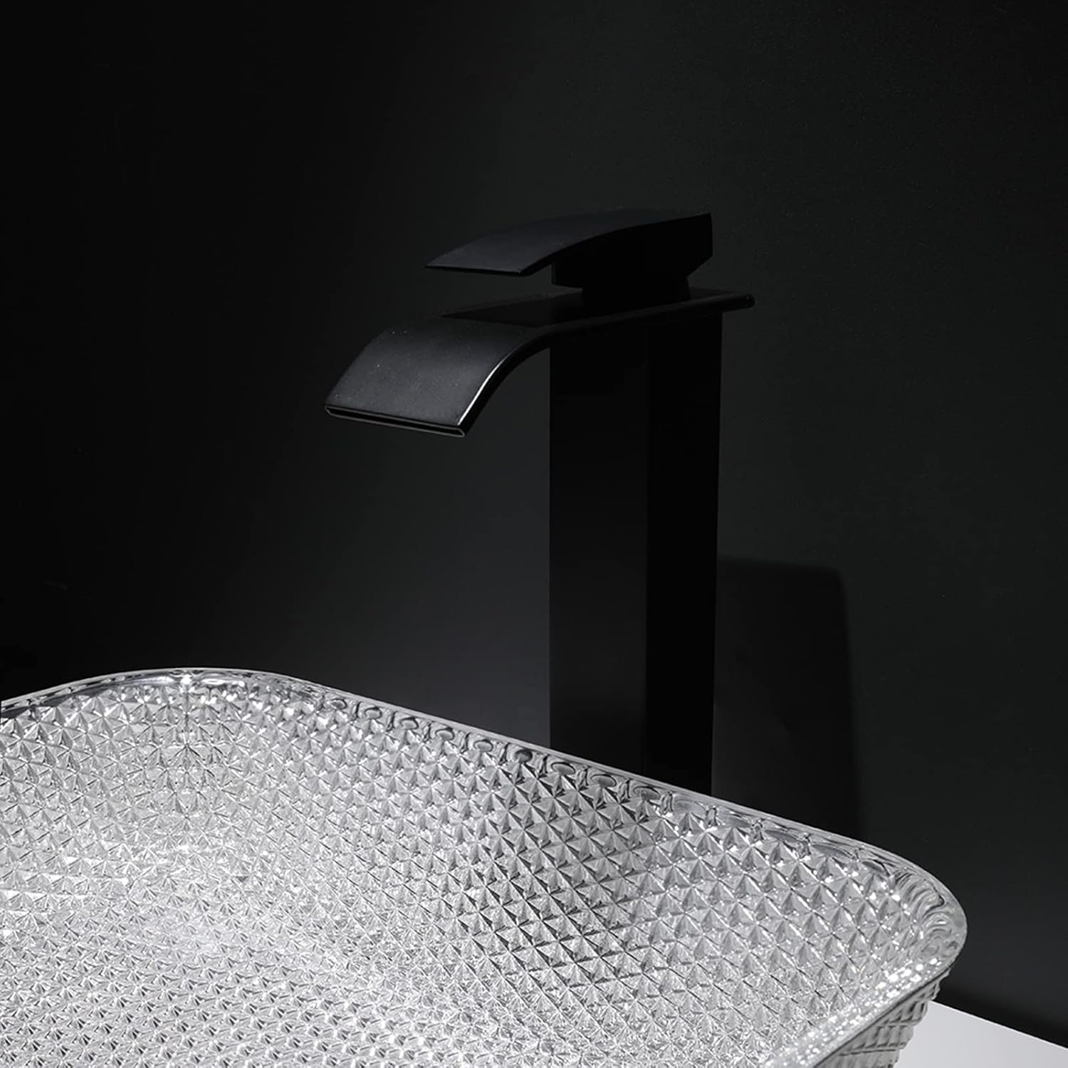 Bathroom Vessel Sink Crystal Glass Vessel Bowl Sink Square Vessel Sink Art Basin Counter Top Installation Bathroom Vanity Sinks with Brass Pop Up Drain-Gold (Silver)