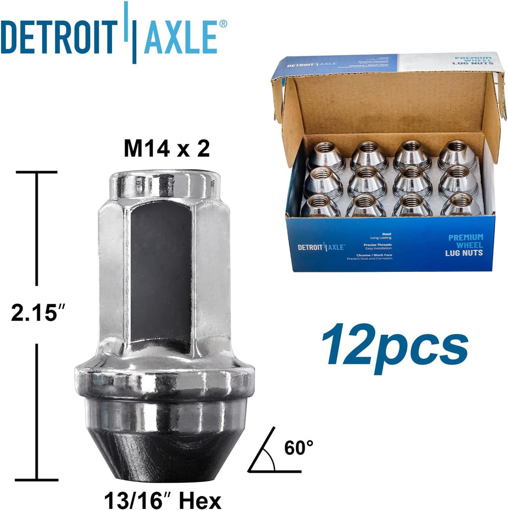 Detroit Axle - 4WD Front Brake Kit for Ford F-150 Lincoln Mark LT [6 Lug] Drilled & Slotted Brake Rotors Ceramic Brakes Pads 12pc Wheel Lug Nuts 2004 2005 2006 2007 2008 Replacement