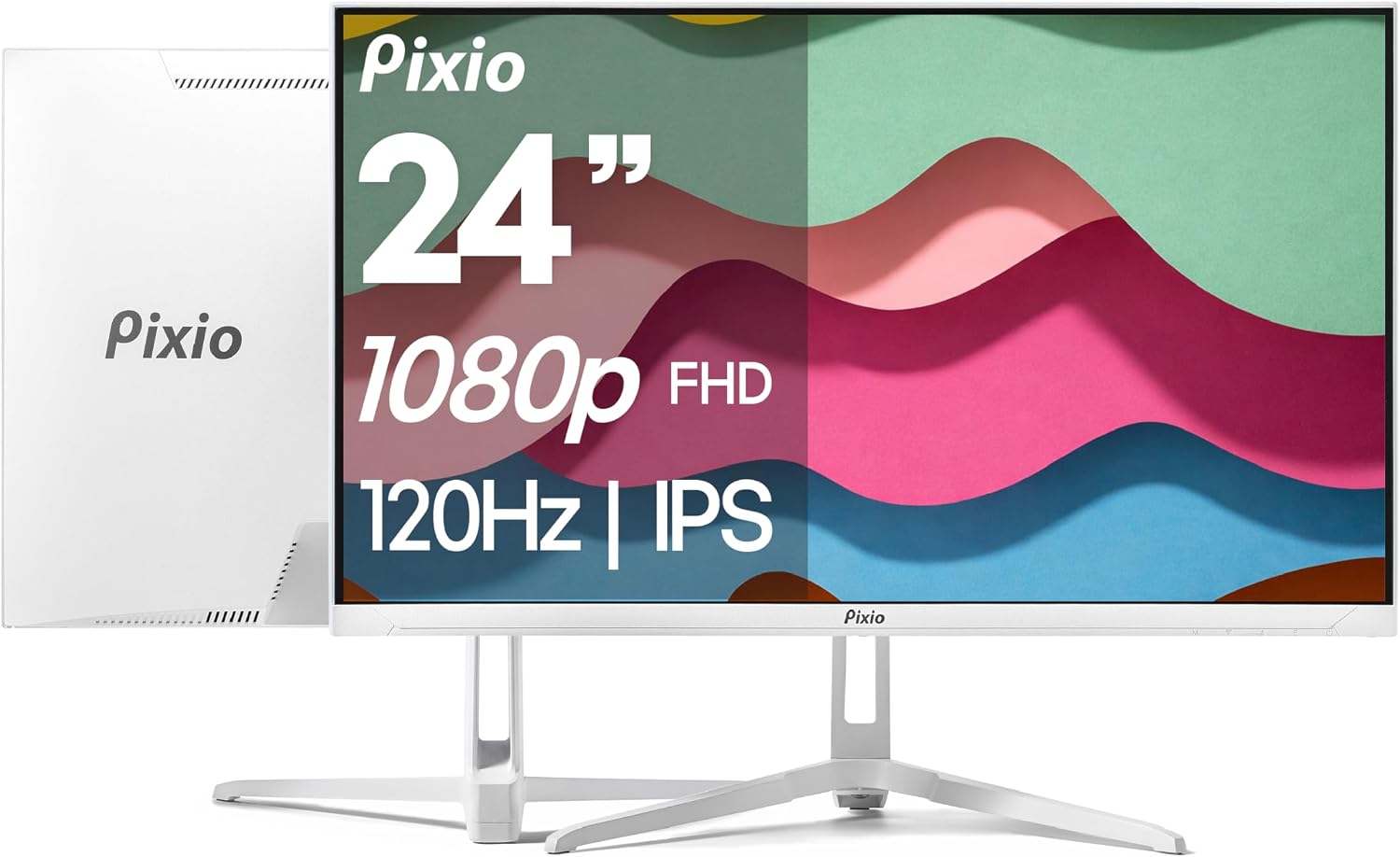 Pixio PX246 Wave White 24 inch 120Hz Refresh Rate FHD 1080p Resolution IPS Panel 4ms GTG Response Time Gaming Monitor with Adaptive Sync