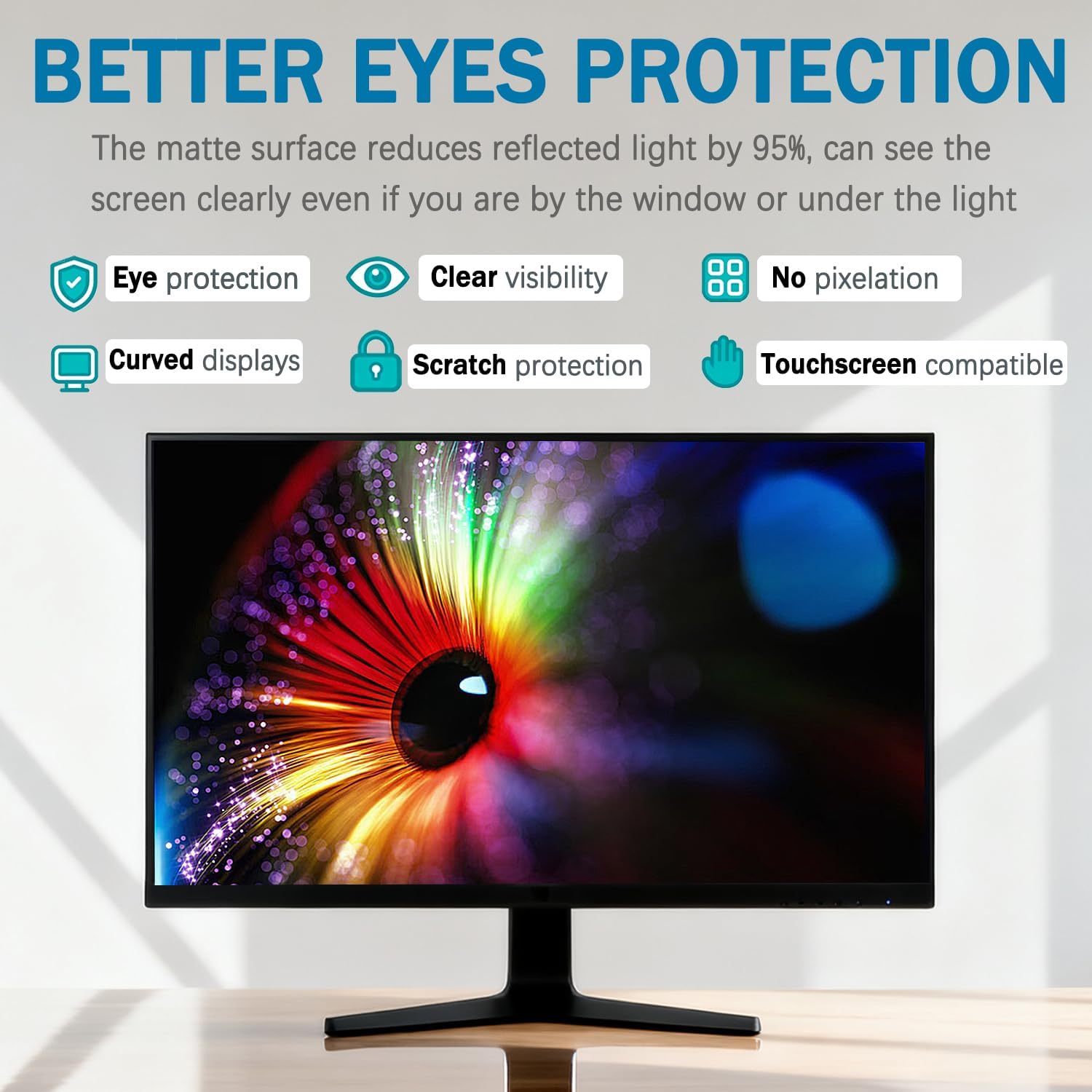 [5 Pack] 32 Inch Computer Privacy Screen for 16:9 Aspect Ratio Widescreen Monitor, Eye Protection Anti Glare Blue Light Filter Shield, Removable Anti-Scratch Anti Spy Protector