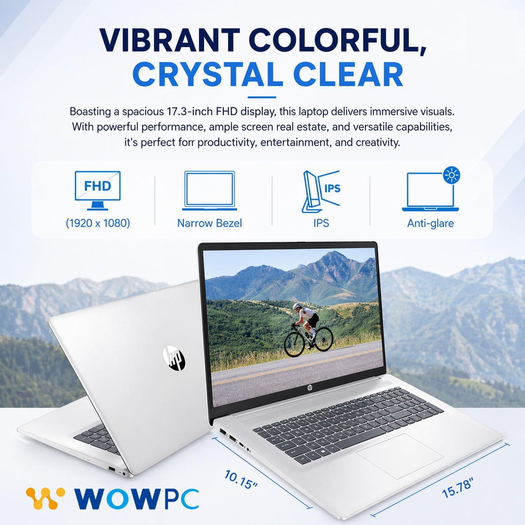 HP 17.3' AI-Ready FHD Business Laptop | 6-Core AMD Ryzen 5 Processor | 8GB DDR4 RAM | 256GB PCIe SSD | Window 11 + Copilot | Wi-Fi 6 | HDMI | Camera with Privacy Shutter & AI Noise Reduction