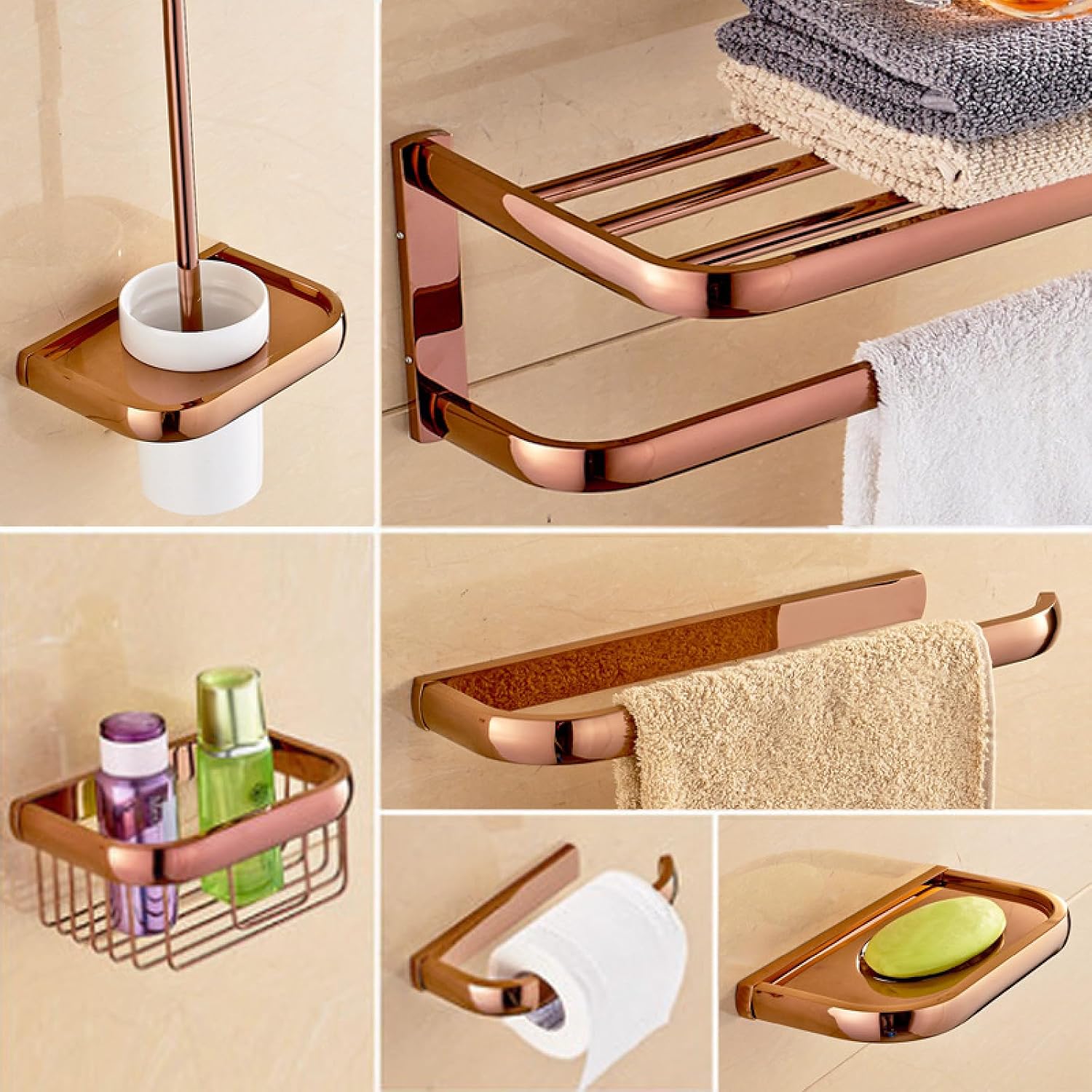 Towel Rack, Bathroom Hardware Pendant, Toilet Towel Rod, Bath Towel Rack, Rose Gold Bath Towel Rack