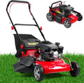 20 Inch Self Propelled Gas Lawn Mower | 131cc Gas Engine | 3 in 1 Functions/Bagging, Mulching, Side Discharge | Self-Propelled Rear Wheel System | 50L Grass Tank | Lightweight Design | Big Wheels Red
